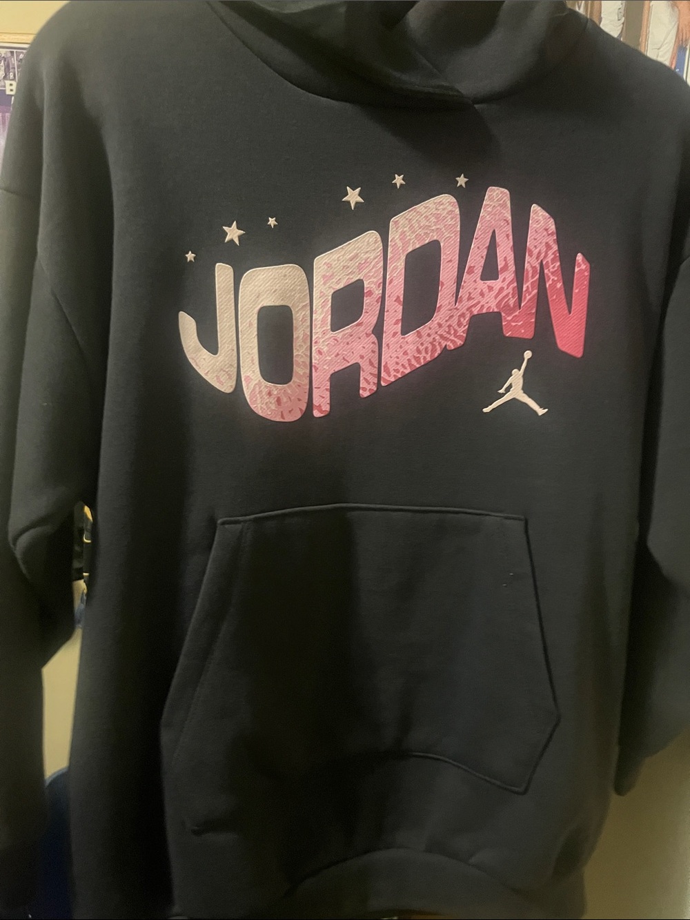Jordan Black Hoodie with Pink Gradient Logo
